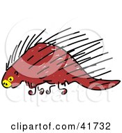 Clipart Illustration Of A Sketched Brown Porcupine