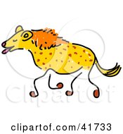 Clipart Illustration Of A Sketched Laughing Hyena