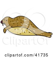 Clipart Illustration Of A Sketched Brown Seal