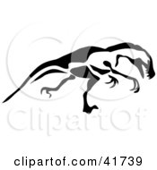Clipart Illustration Of A Black And White Paintbrush Sketch Of A T Rex