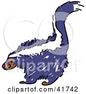 Clipart Illustration Of A Sketched Purple Skunk