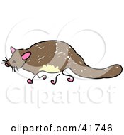 Clipart Illustration Of A Sketched Brown Possum