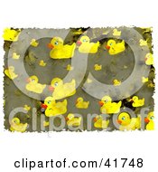 Clipart Illustration Of A Grungy Yellow Rubber Ducky Background