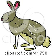 Clipart Illustration Of A Sketched Brown Rabbit by Prawny