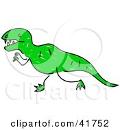 Poster, Art Print Of Sketched Green Tyrannosaurus Rex