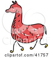 Clipart Illustration Of A Sketched Brown Llama