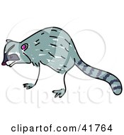 Clipart Illustration Of A Sketched Gray Raccoon