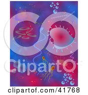 Clipart Illustration Of A Background Of Purple Red And Blue Bacteria by Prawny