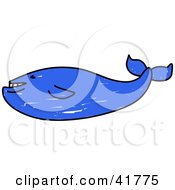Poster, Art Print Of Blue Sketched Whale