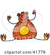 Clipart Illustration Of A Sketched Brown Bear