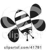 Clipart Illustration Of A Black And White Flying Honey Bee