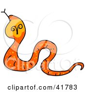 Clipart Illustration Of A Sketched Cobra Snake by Prawny