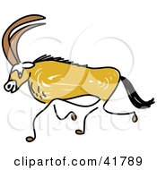 Clipart Illustration Of A Sketched Running Antelope