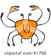 Clipart Illustration Of A Sketched Orange Crab by Prawny