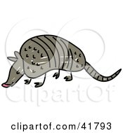 Clipart Illustration Of A Sketched Gray Armadillo