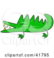 Poster, Art Print Of Sketched Green Crocodile