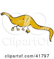 Clipart Illustration Of A Sketched Brontosaurus by Prawny