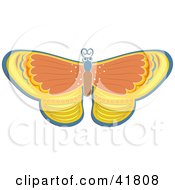 Clipart Illustration Of A Spanned Orange And Yellow Butterfly by Prawny