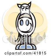 Clipart Illustration Of A White Horse Facing Front Over A Yellow Circle