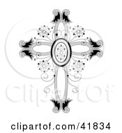 Clipart Illustration Of An Ornate Floral Crucifix by C Charley-Franzwa #COLLC41834-0078