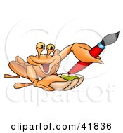 Clipart Illustration Of An Artist Crab Holding Paint by dero