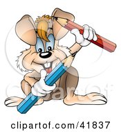 Clipart Illustration Of A Rabbit Holding Two Pencils by dero