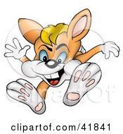 Clipart Illustration Of A Rabbit Leaping Forward