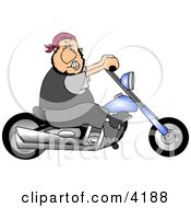 Tough Man Riding A Chopper Bike Clipart