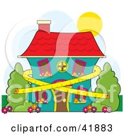 Poster, Art Print Of Tape Measure Around A Two Story Home Symbolizing Conservation And Dieting