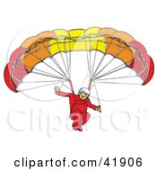 Clipart Illustration Of An Amazed Paraglider Connected To A Parachute by Snowy
