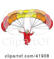 Smiling Paraglider Connected To A Parachute