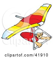 Clipart Illustration Of An Amazed Hangglider Gliding by Snowy