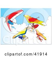 Poster, Art Print Of Four Hanggliders In The Sky