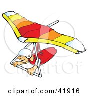 Clipart Illustration Of A Happy Hangglider Gliding by Snowy