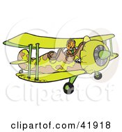 Poster, Art Print Of Military Pilot Flying A Camouflage Combat Biplane