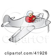 Poster, Art Print Of Grinning Pilot Flying A Plane