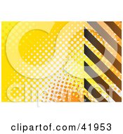 Background Of Yellow White And Orange Dots And Brown Hazard Stripes