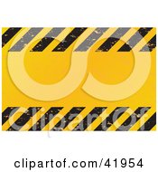 Clipart Illustration Of A Grungy Yellow Text Box Bordered With Black Hazard Stripes