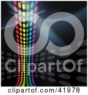 Clipart Illustration Of A Rainbow Colored Path Over A Black Dotted Background