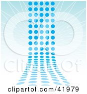 Clipart Illustration Of A Blue Path Of Dots Leading Away And Up On A Blue Background