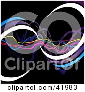 Poster, Art Print Of Black Background Of Colorful Waves And Curls