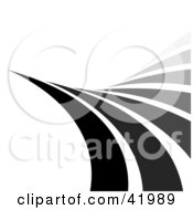 Clipart Illustration Of A White Background With A Curving Wave Of Black And Gray Lines