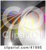 Poster, Art Print Of Transparent Gray Wave Over A Background With Flares And Rainbow Colored Pixels