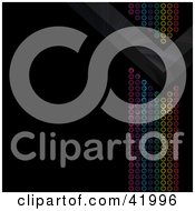 Poster, Art Print Of Rainbow Colored Circles With An Arrow Along The Right Border Of A Black Background