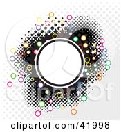 Poster, Art Print Of Halftone Circle Background With Colorful Rings And A Blank White Center