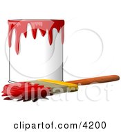 Poster, Art Print Of Paint Can And Paintbrush