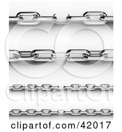 Clipart Illustration Of A 3d Chrome Chain With One Small Link In The Center by stockillustrations
