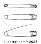 Clipart Illustration Of Three Safety Pins by stockillustrations