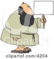Fat Bearded Man Holding A Blank Sign