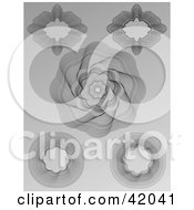 Poster, Art Print Of Five Intricate Guilloche Patterns On A Gray Background